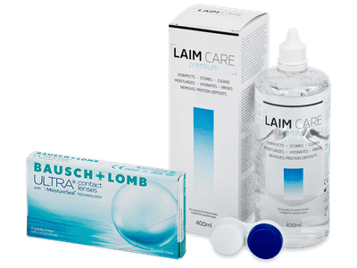 Bausch + Lomb ULTRA (3 лещи) + разтвор Laim-Care 400 ml