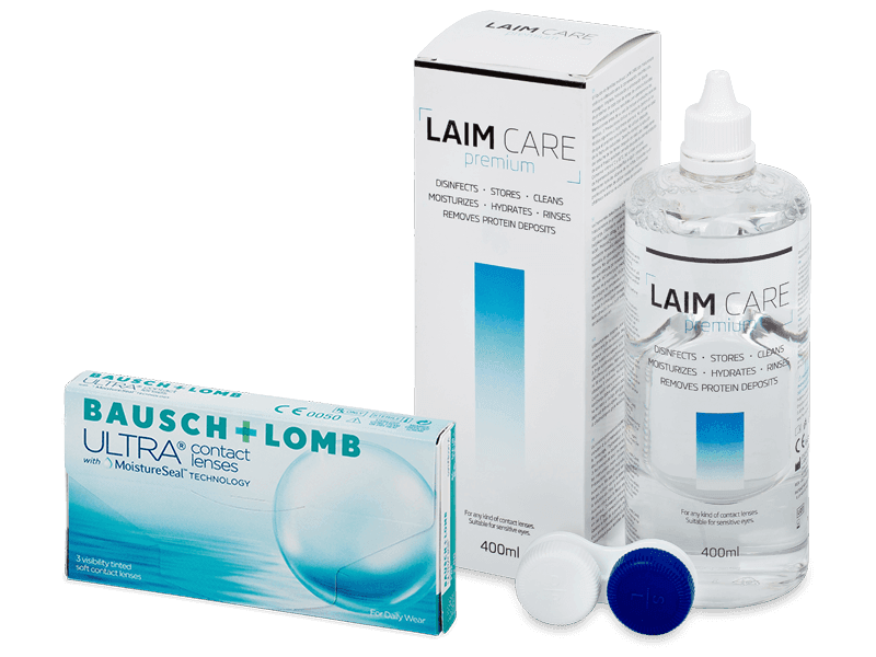 Bausch + Lomb ULTRA (3 лещи) + разтвор Laim Care 400 ml - Пакет на оферта