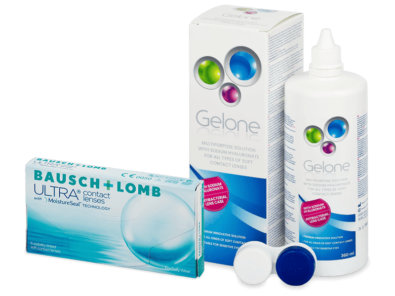 Bausch + Lomb ULTRA (6 лещи) + разтвор Gelone 360 ml - Пакет на оферта