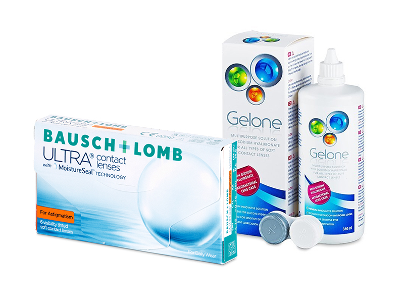 Bausch + Lomb ULTRA for Astigmatism (6 лещи) + разтвор Gelone 360 ml