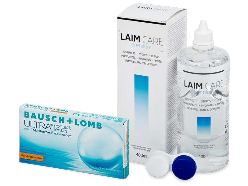 Bausch + Lomb ULTRA for Astigmatism (6 лещи) + разтвор Laim-Care 400 ml - Пакет на оферта