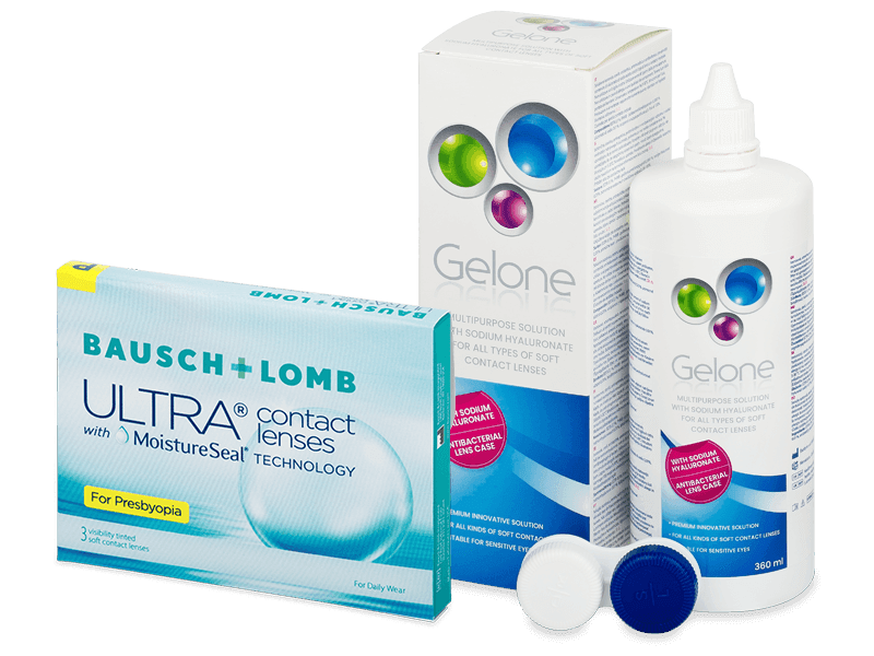 Bausch + Lomb ULTRA for Presbyopia (3 лещи) + разтвор Gelone 360 ml - Пакет на оферта