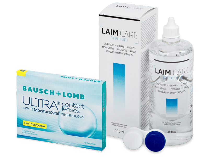 Bausch + Lomb ULTRA for Presbyopia (3 лещи) + разтвор Laim Care 400 ml - Пакет на оферта