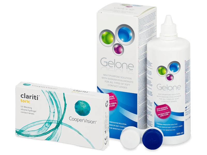 Clariti Toric (6 лещи) + разтвор Gelone 360 ml - Пакет на оферта