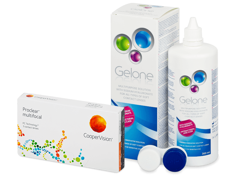 Proclear Multifocal (3 лещи) + разтвор Gelone 360 ml - Пакет на оферта