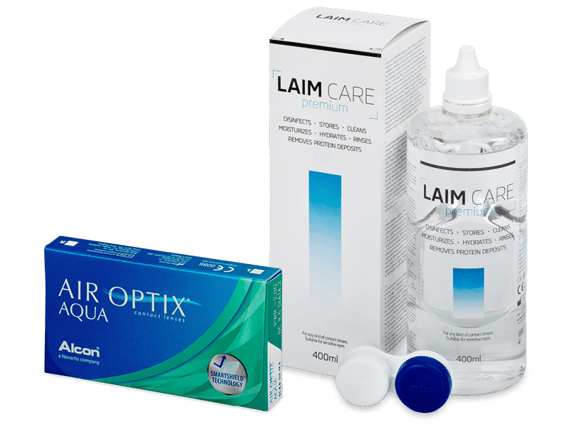 Air Optix Aqua (6 лещи) + разтвор Laim Care 400 ml - Пакет на оферта
