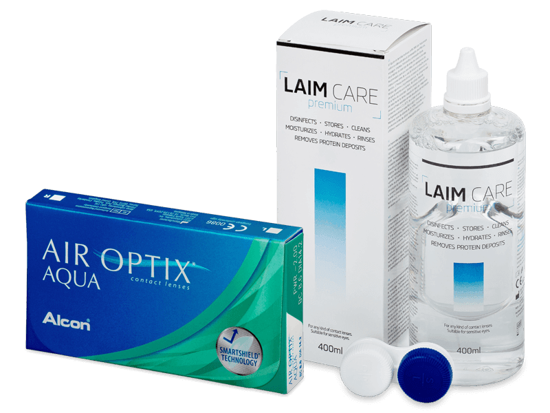 Air Optix Aqua (6 лещи) + разтвор Laim Care 400 ml - Пакет на оферта