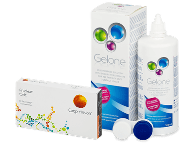Proclear Toric (3 лещи) + разтвор Gelone 360 ml - Пакет на оферта