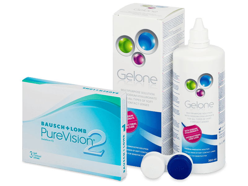 PureVision 2 (3 лещи) + разтвор Gelone 360 ml - Пакет на оферта