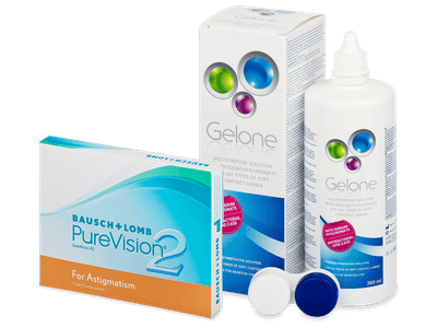 PureVision 2 for Astigmatism (3 лещи) + разтвор Gelone 360 ml - Пакет на оферта