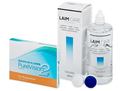 PureVision 2 for Astigmatism (3 лещи) + разтвор Laim-Care 400 ml