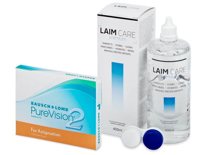 PureVision 2 for Astigmatism (3 лещи) + разтвор Laim-Care 400 ml - Пакет на оферта
