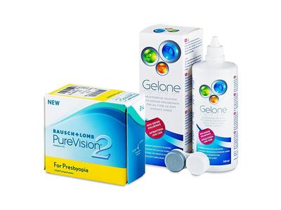 PureVision 2 for Presbyopia (6 лещи) + разтвор Gelone 360 ml - По-старт дизайн