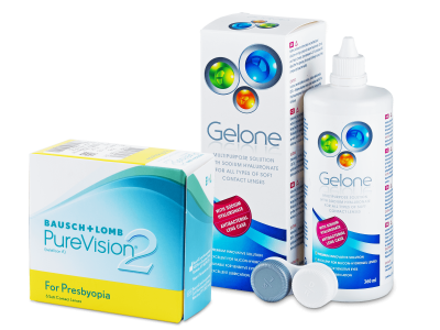 PureVision 2 for Presbyopia (6 лещи) + разтвор Gelone 360 ml - Пакет на оферта
