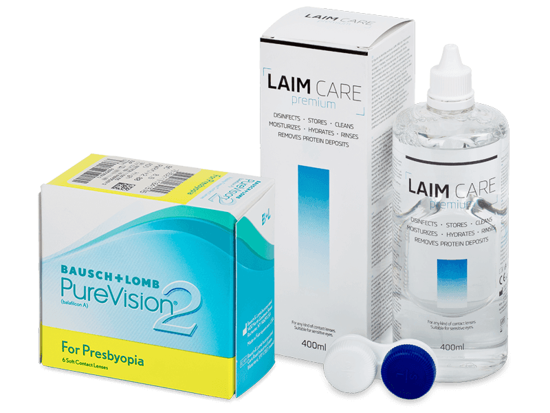 PureVision 2 for Presbyopia (6 лещи) + разтвор Laim Care 400 ml - Пакет на оферта