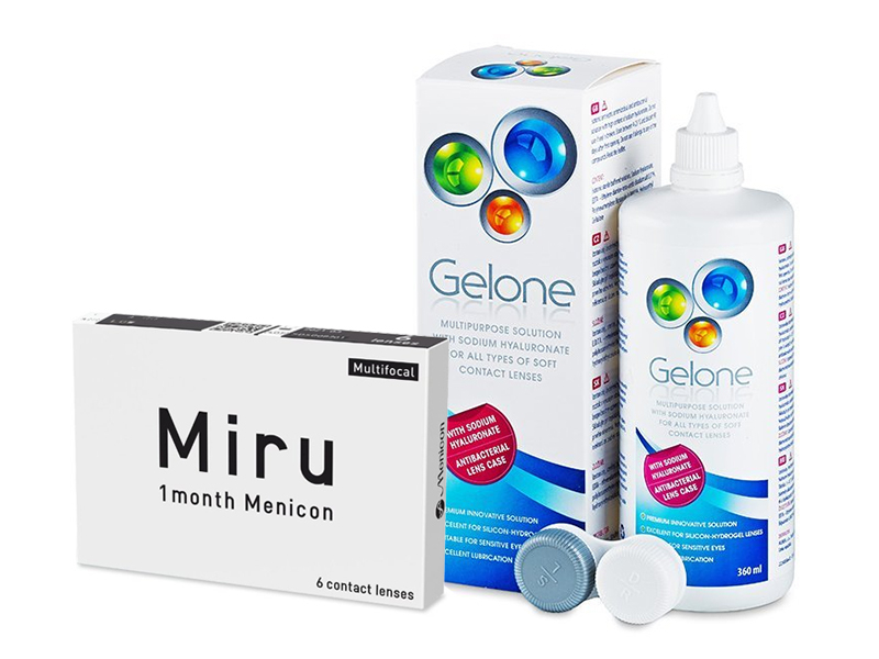 Miru 1 Month Menicon Multifocal (6 лещи) + разтвор Gelone 360 ml