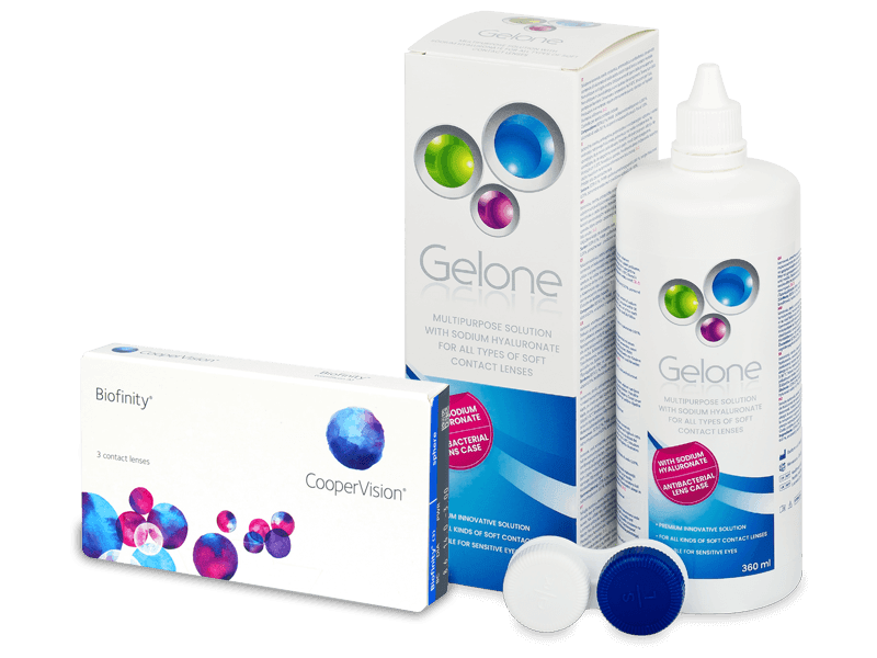 Biofinity (3 лещи) + разтвор Gelone 360 ml - Пакет на оферта