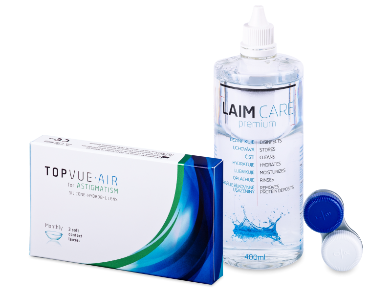 TopVue Air for Astigmatism (3 лещи) + разтвор Laim-Care 400 мл - Пакет на оферта