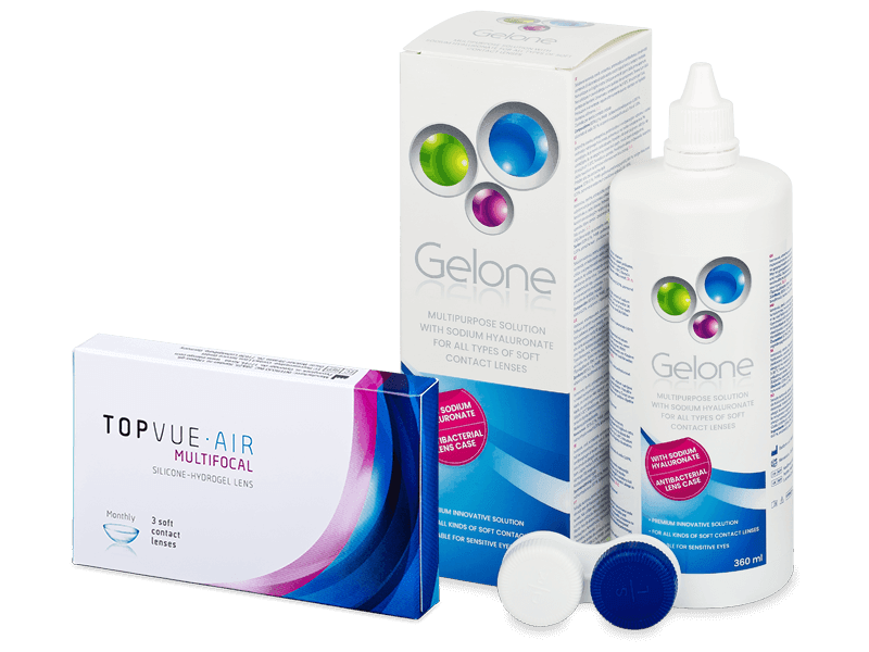 TopVue Air Multifocal (3 лещи) + разтвор Gelone 360 ml - Пакет на оферта