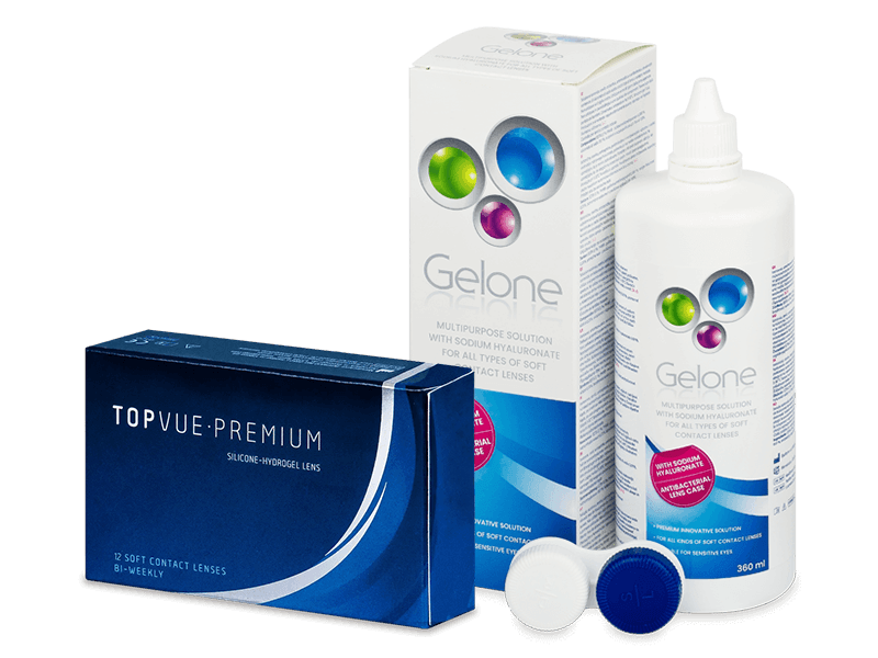 TopVue Premium (12 лещи) + разтвор Gelone 360 ml - Пакет на оферта