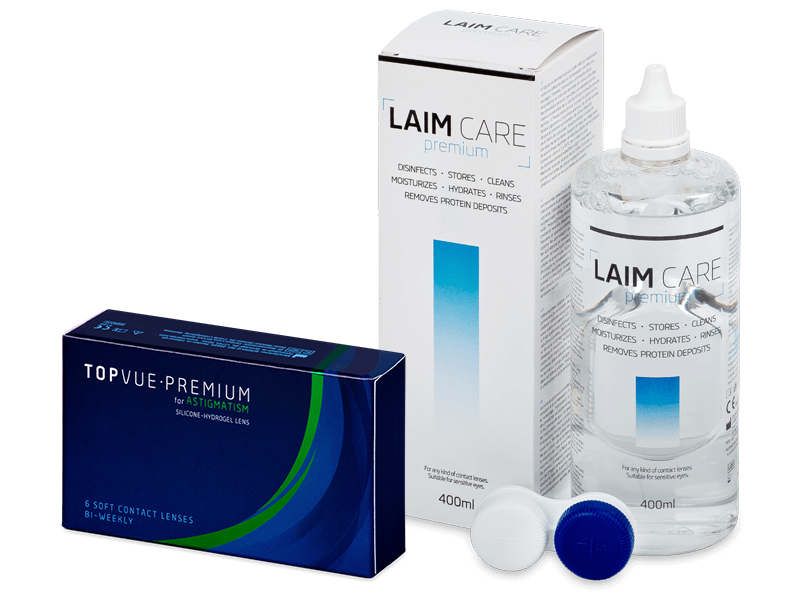 TopVue Premium for Astigmatism (6 лещи) + разтвор Laim-Care 400 мл - Пакет на оферта