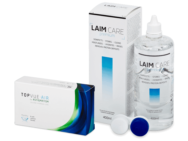 TopVue Air for Astigmatism (6 лещи) + разтвор Laim Care 400 ml - Пакет на оферта