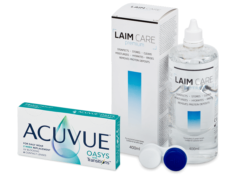 Acuvue Oasys with Transitions (6 лещи) + Laim-Care ратвор 400 ml - Пакет на оферта
