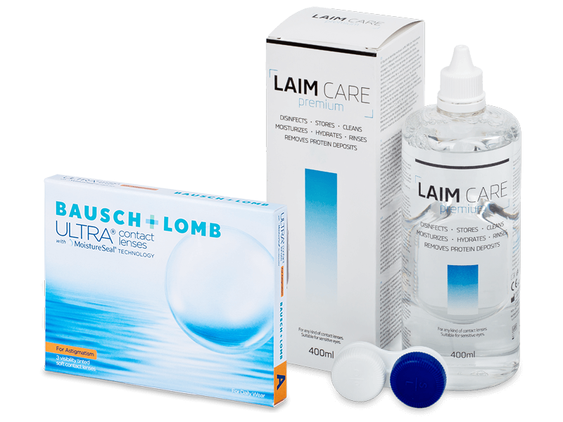 Bausch + Lomb ULTRA for Astigmatism (3 лещи) + разтвор Laim-Care 400 ml - Пакет на оферта