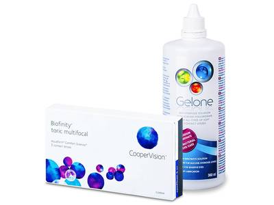 Biofinity Toric Multifocal (3 лещи) + разтвор Gelone 360 ml - По-старт дизайн