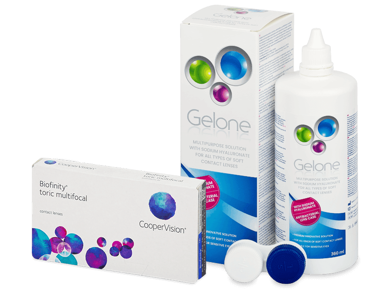 Biofinity Toric Multifocal (3 лещи) + разтвор Gelone 360 ml - Пакет на оферта