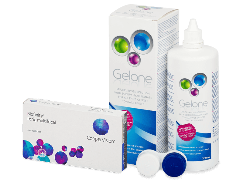 Biofinity Toric Multifocal (6 лещи) + разтвор Gelone 360 ml - Пакет на оферта