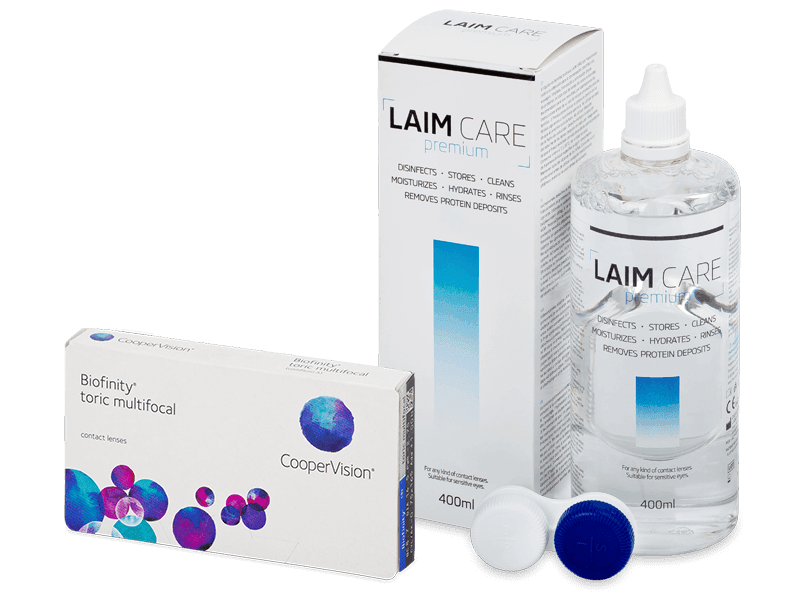 Biofinity Toric Multifocal (6 лещи) + разтвор Laim Care 400 ml - Пакет на оферта