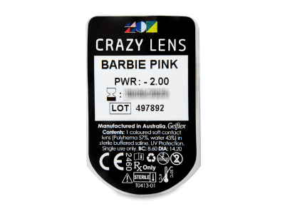 CRAZY LENS - Barbie Pink - дневни с диоптър (2 лещи) - Преглед на блистер