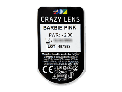 CRAZY LENS - Barbie Pink - дневни с диоптър (2 лещи) - Преглед на блистер