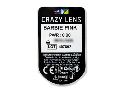CRAZY LENS - Barbie Pink - дневни без диоптър (2 лещи) - Преглед на блистер