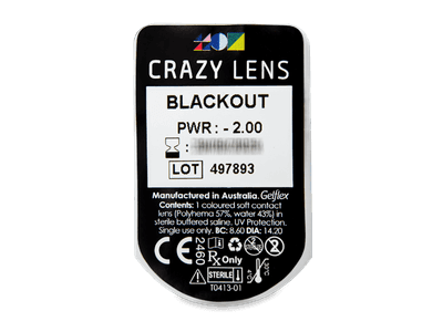 CRAZY LENS - Black Out - дневни с диоптър (2 лещи) - Преглед на блистер