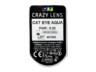CRAZY LENS - Cat Eye Aqua - дневни без диоптър (2 лещи) - Преглед на блистер
