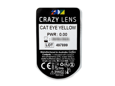 CRAZY LENS - Cat Eye Yellow - дневни без диоптър (2 лещи) - Преглед на блистер