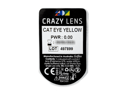 CRAZY LENS - Cat Eye Yellow - дневни без диоптър (2 лещи) - Преглед на блистер