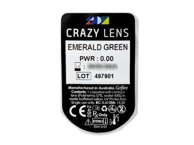 CRAZY LENS - Emerald Green - дневни без диоптър (2 лещи) - Преглед на блистер