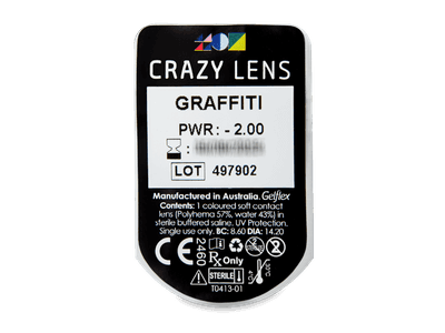 CRAZY LENS - Graffiti - дневни с диоптър (2 лещи) - Преглед на блистер