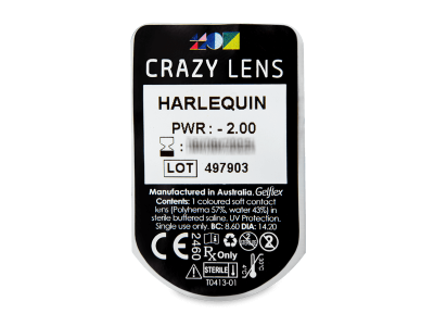 CRAZY LENS - Harlequin - дневни с диоптър (2 лещи) - Преглед на блистер
