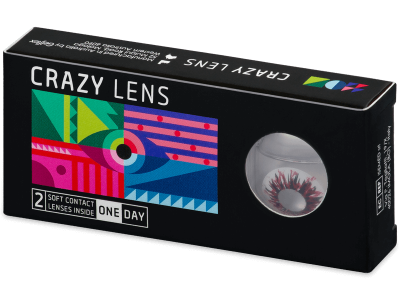 CRAZY LENS - Harlequin Black - дневни с диоптър (2 лещи) - Coloured contact lenses