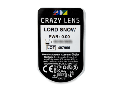 CRAZY LENS - Lord Snow - дневни без диоптър (2 лещи) - Преглед на блистер