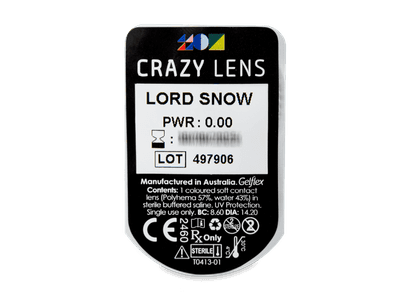 CRAZY LENS - Lord Snow - дневни без диоптър (2 лещи) - Преглед на блистер