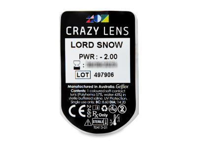 CRAZY LENS - Lord Snow - дневни с диоптър (2 лещи) - Преглед на блистер