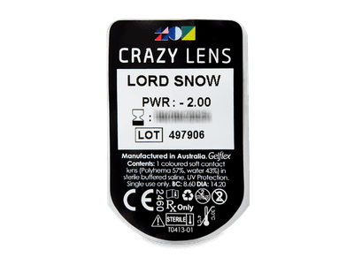 CRAZY LENS - Lord Snow - дневни с диоптър (2 лещи) - Преглед на блистер