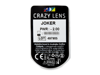 CRAZY LENS - Joker - дневни с диоптър (2 лещи) - Преглед на блистер