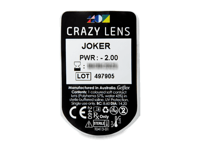 CRAZY LENS - Joker - дневни с диоптър (2 лещи) - Преглед на блистер