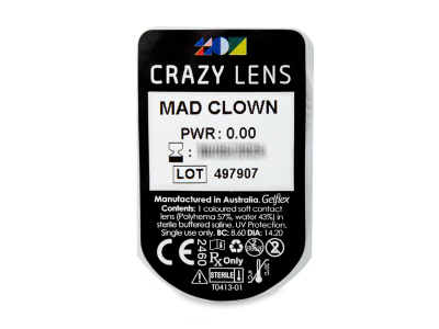 CRAZY LENS - Mad Clown - дневни без диоптър (2 лещи) - Преглед на блистер